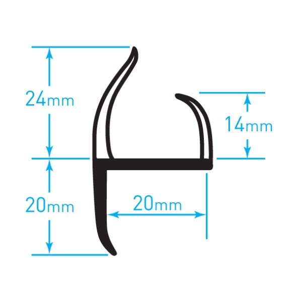 Trailer Door Seal J Type 20mm x 5m